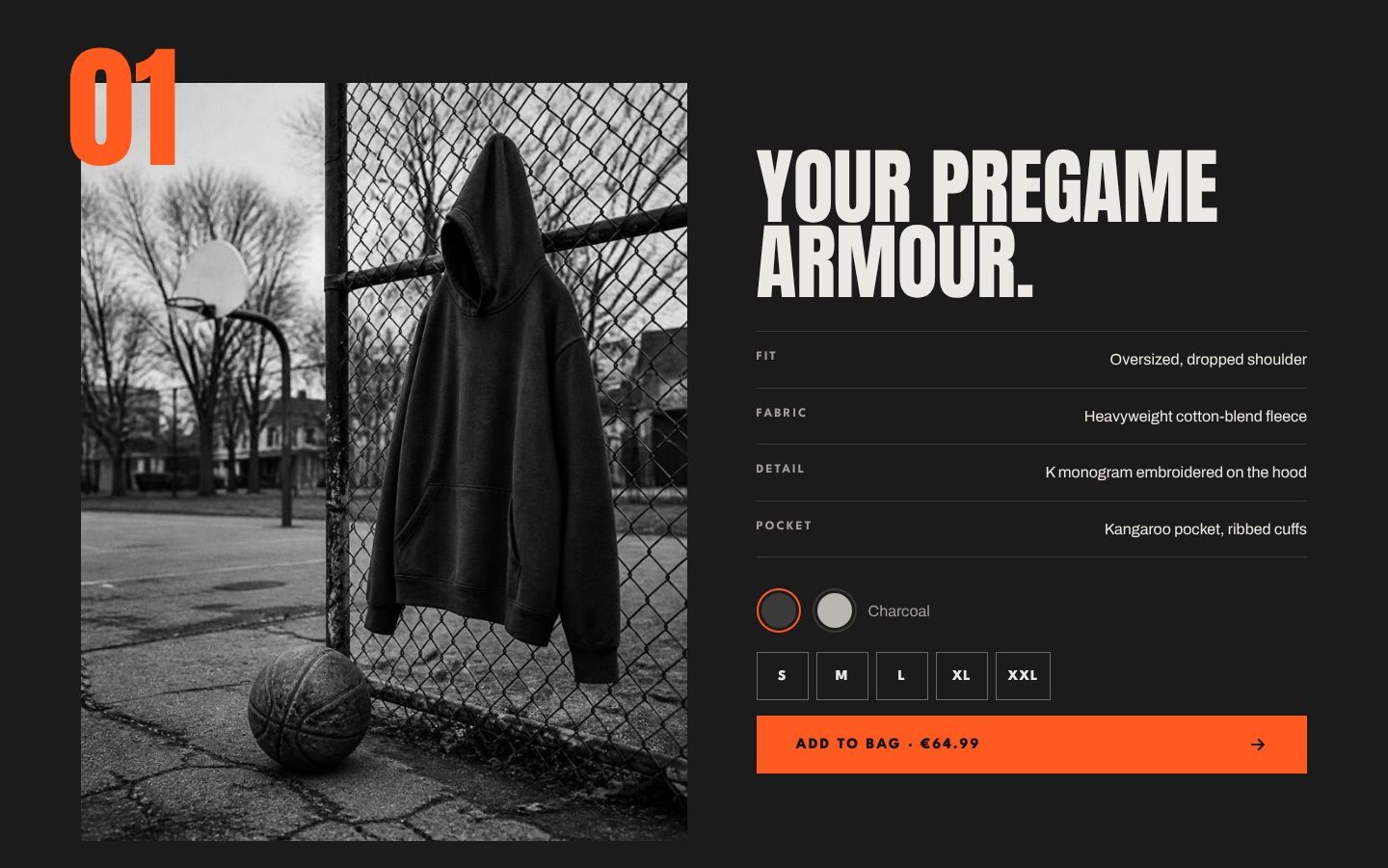 The hoodie feature with colour swatches.