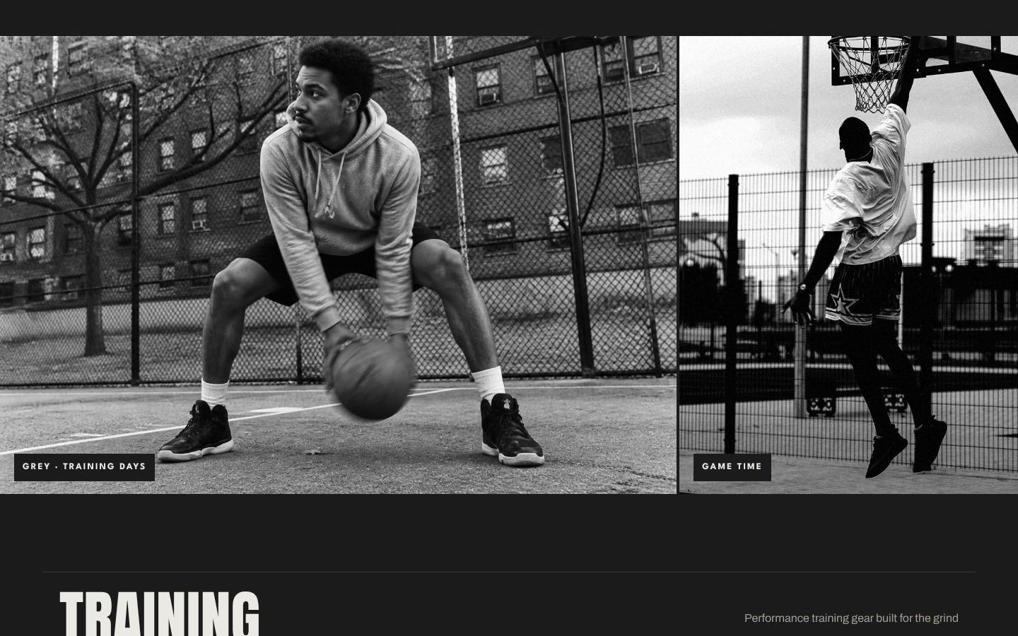 A lookbook band between the products and the categories.