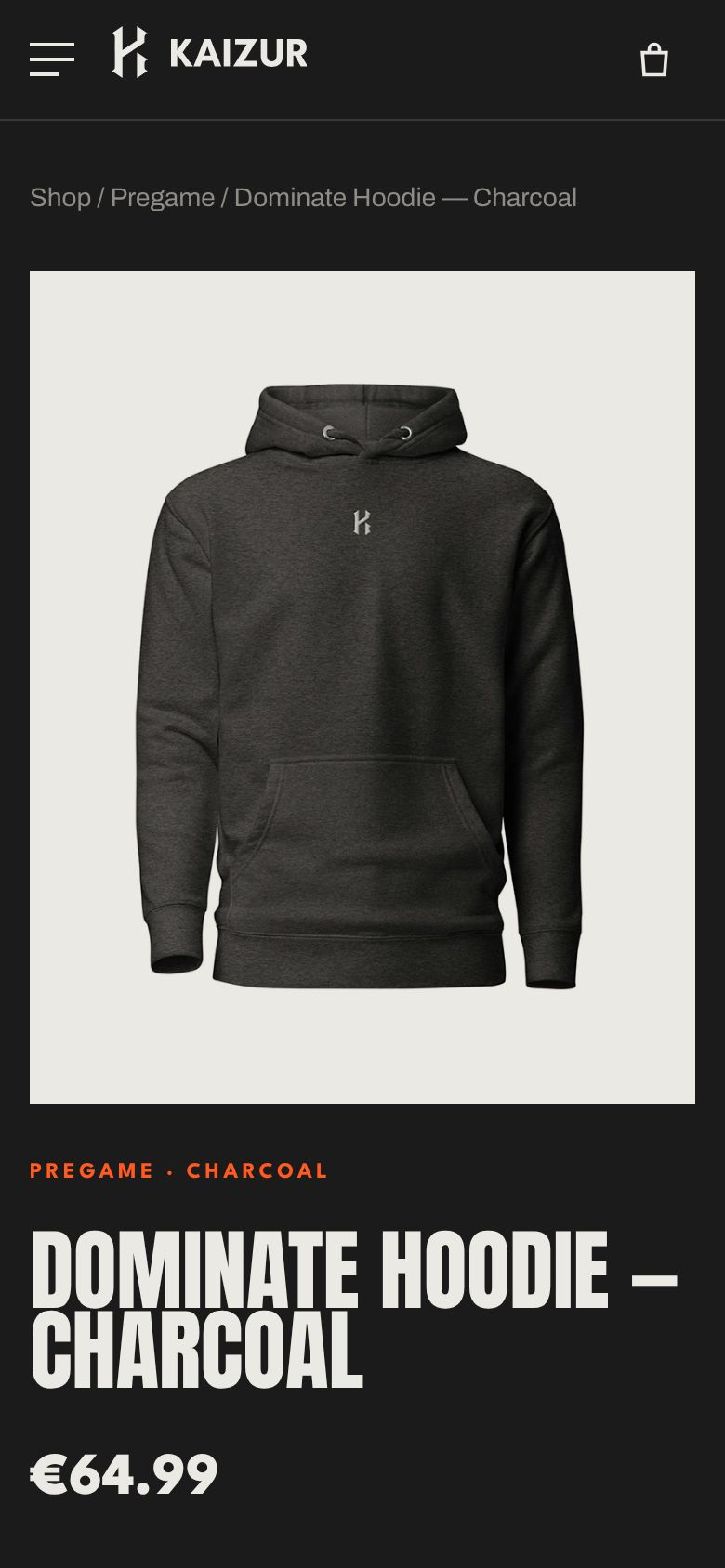 The hoodie's product page on a phone